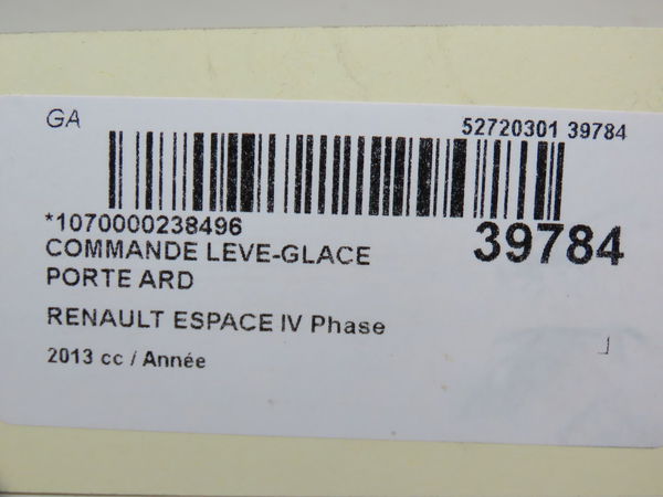 Commande leve-glace porte arrière droite Renault ESPACE IV (JK0-1_) 2.0 dci (jk03, jk04, jk1c, jk1g, jk1j, jk1k) (2006) 5 portes