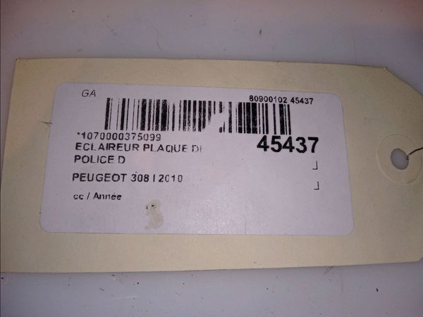 Eclaireur plaque de police d Peugeot 308 I (4A_, 4C_) 1.6 16v (2007-2014) 5 portes