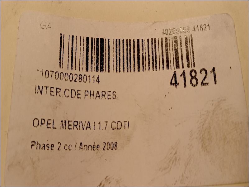 Interrupteur commande de phares Opel MERIVA A Monospace (X03) 1.7 cdti (e75) (2003-2010)