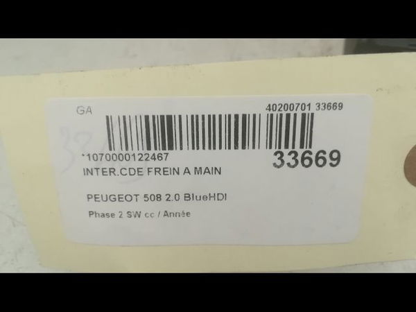 Interrupteur commande de frein a main Peugeot 508 SW I (8E_) 2.0 bluehdi 180 (2014-2018)