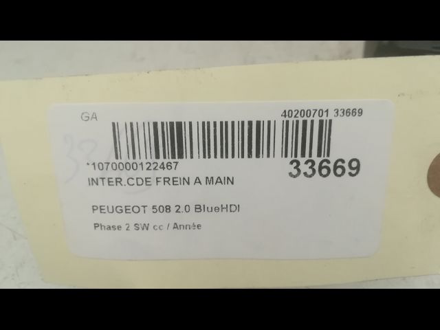 Interrupteur commande de frein a main Peugeot 508 SW I (8E_) 2.0 bluehdi 180 (2014-2018)