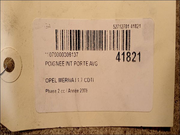 Poignee int porte avg Opel MERIVA A Monospace (X03) 1.7 cdti (e75) (2003-2010)