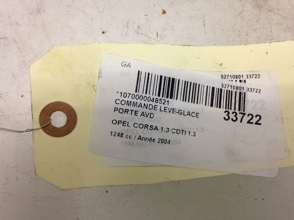 Commande lève-glace porte avant droite Opel CORSA C (X01) 1.3 cdti (f08, f68) (2003-2009)