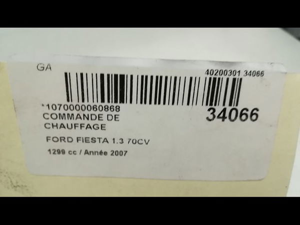 Commande de chauffage FORD FIESTA V Phase 2 10-2005--10-2008 1.3i