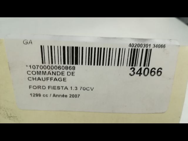 Commande de chauffage FORD FIESTA V Phase 2 10-2005--10-2008 1.3i