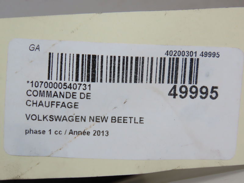 Commande de chauffage Volkswagen BEETLE (5C1, 5C2) 1.6 tdi (2011-2016)