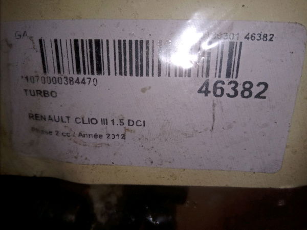 Turbo Renault CLIO III (BR0-1, CR0-1) 1.5 dci (2010-2014) 3 portes