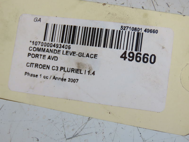 Commande lève-glace porte avant droite Citroën C3 Pluriel (HB_) 1.4 hdi (2004) 2 portes