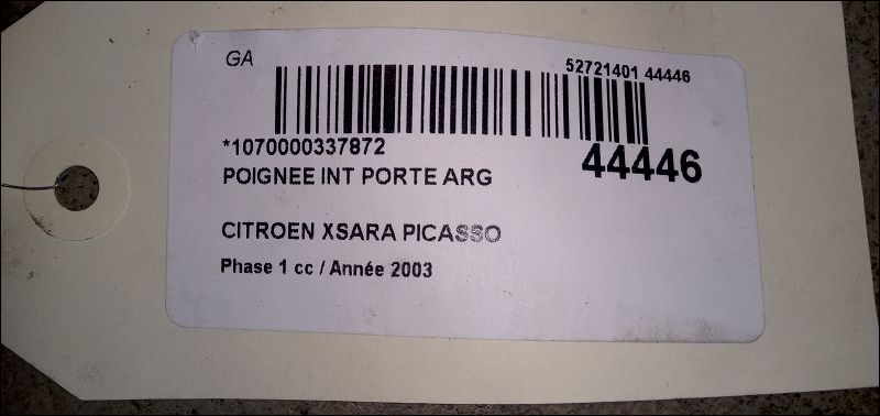 Poignee int porte arg Citroën XSARA PICASSO (N68) 2.0 hdi (1999-2011) 5 portes