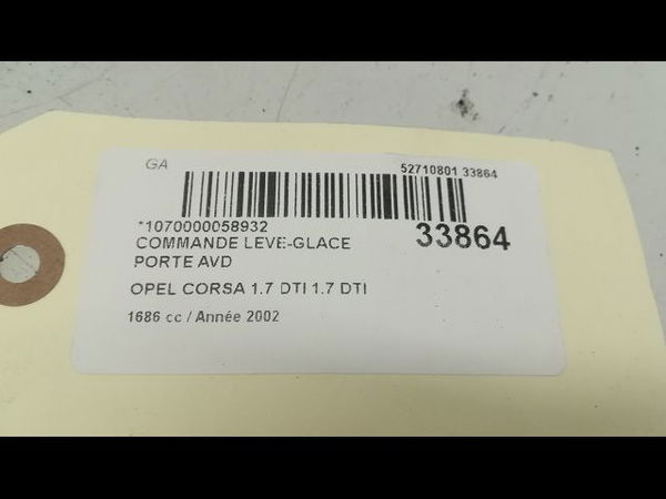 Commande lève-glace porte avant droite Opel CORSA C (X01) 1.7 dti (f08, f68) (2000-2009) 5 portes