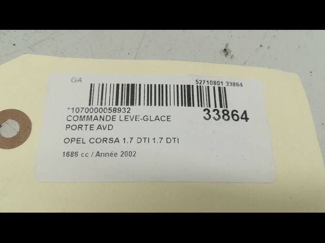 Commande lève-glace porte avant droite Opel CORSA C (X01) 1.7 dti (f08, f68) (2000-2009) 5 portes