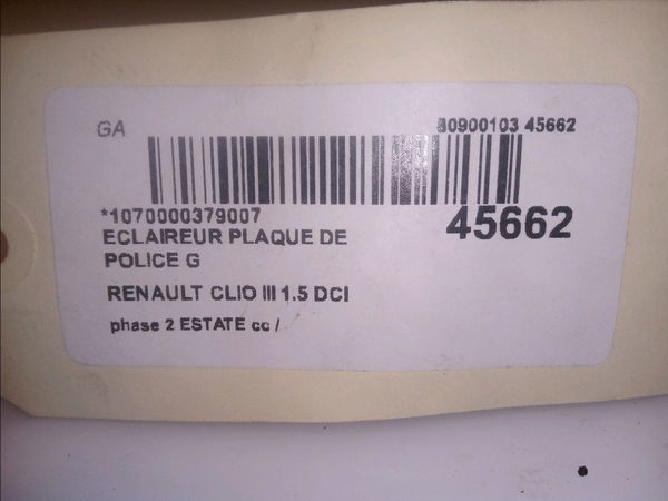 Eclaireur plaque de police g Renault CLIO III Grandtour (KR0-1_) 1.5 dci (2010-2012)