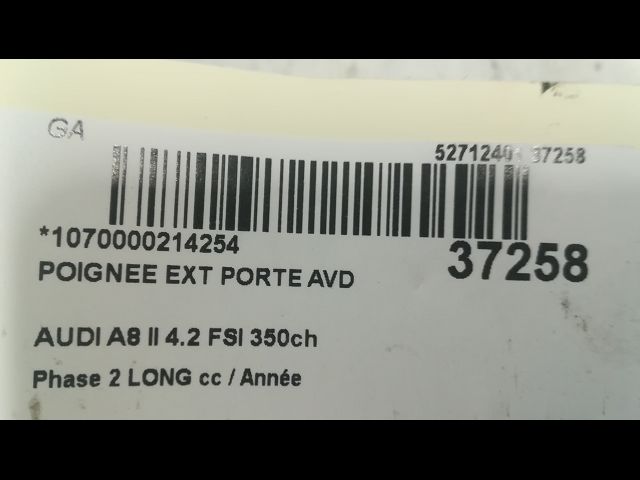 Poignee ext porte avd Audi A8 D3 (4E2, 4E8) 4.2 fsi quattro (2006-2010)