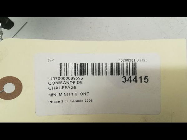 Commande de chauffage Mini MINI (R50, R53) Cooper (2001-2006) 3 portes