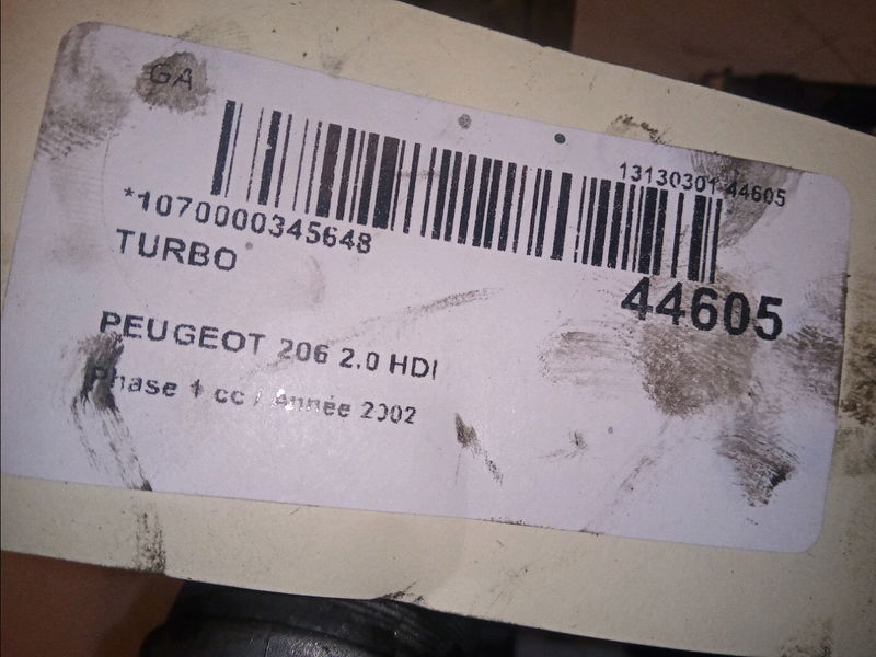 Turbo Peugeot 206 3-5 portes (2A-C) 2.0 hdi 90 (1999-2009) 5 portes