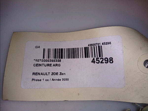Ceinture arrière gauche Renault ZOE (BFM_) Zoe (bfmc, bfmd) (2019)