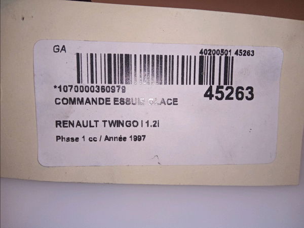 Commande essuie glace RENAULT TWINGO I Phase 1 04-1993--08-1998 1.2i 60ch