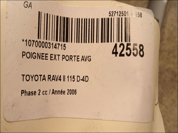 Poignee ext porte avg Toyota RAV 4 II (_A2_) 2.0 d 4wd (cla20_, cla21_) (2001-2005)