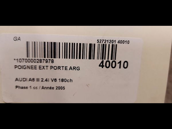 Poignee ext porte arg Audi A6 C6 (4F2) 2.4 (2004-2008)