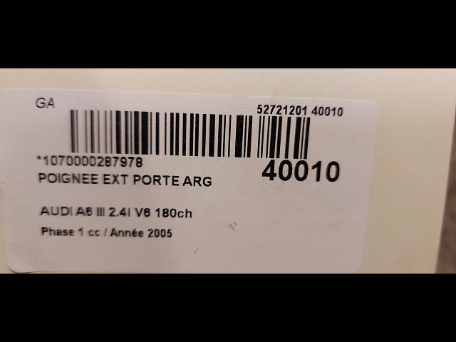 Poignee ext porte arg Audi A6 C6 (4F2) 2.4 (2004-2008)