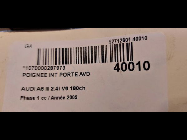 Poignee int porte avd Audi A6 C6 (4F2) 2.4 (2004-2008)
