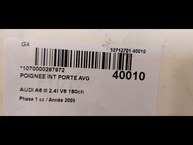 Poignee int porte avg Audi A6 C6 (4F2) 2.4 (2004-2008)