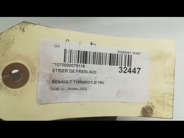 Etrier de frein avant droit Renault TWINGO I (C06_) 1.2 16v (c06c, c06d, c06k) (2001-2007) 3 portes