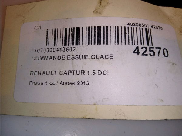 Commande essuie glace Renault CAPTUR I (J5_, H5_) 1.5 dci 90 (2013) 5 portes