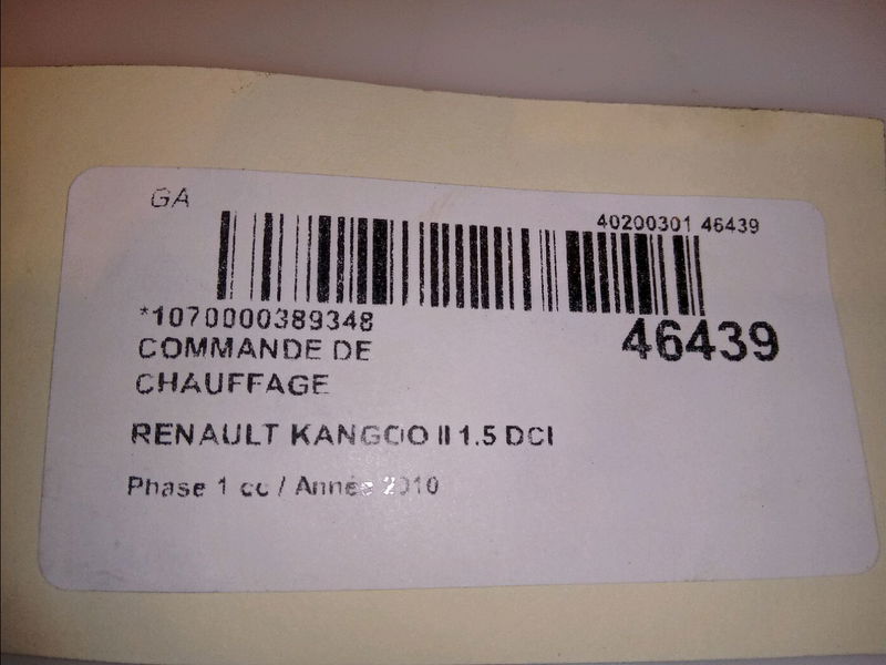 Commande de chauffage Renault KANGOO Express (FW0-1_) 1.5 dci 70 (fw0a, kw0v) (2008) 4 portes