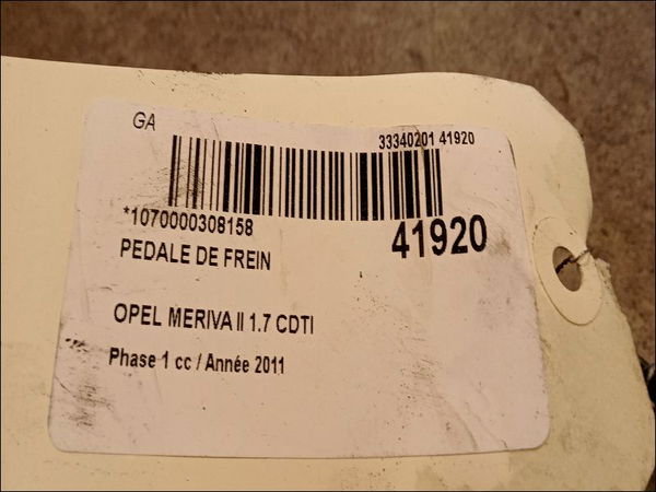 Pedale de frein Opel MERIVA B Monospace (S10) 1.7 cdti (75) (2010-2017)