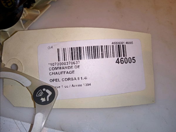 Commande de chauffage Opel CORSA B (S93) 1.4 i (f08, f68, m68) (1993-2000)