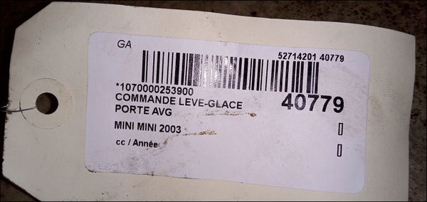 Commande lève-glace porte avant gauche Mini MINI (R50, R53) One (2001-2006)