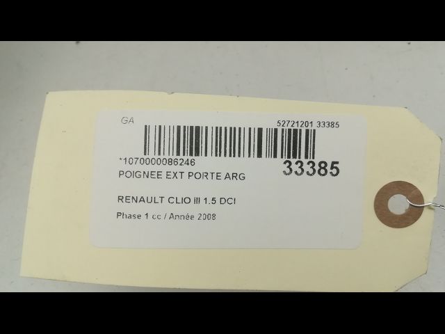 Poignee ext porte arg RENAULT CLIO III Phase 1 09-2005--03-2009 1.5 DCI 70ch