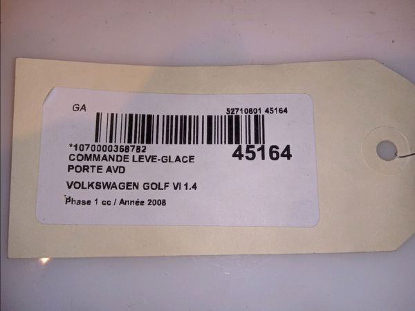 Commande lève-glace porte avant droite Volkswagen GOLF VI (5K1) 1.4 tsi (2008-2012) 5 portes
