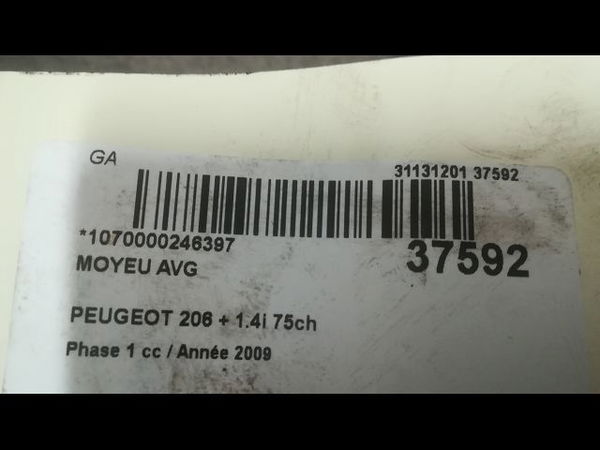 Moyeu avg Peugeot 206 (2L_, 2M_) 1.4 i (2lkfwa, 2mkfwa) (2009-2013) 3 portes