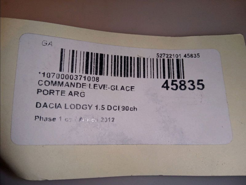 Commande leve-glace porte arrière gauche Dacia LODGY (JS_) 1.5 dci (2012) 5 portes