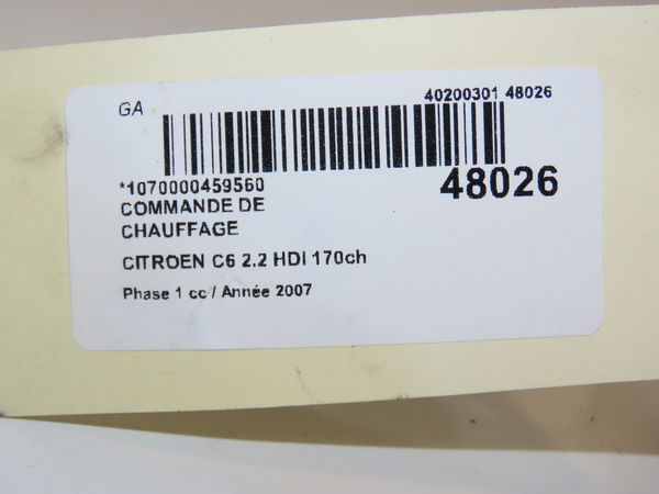 Commande de chauffage Citroën C6 (TD_) 2.2 hdi (2006-2012)