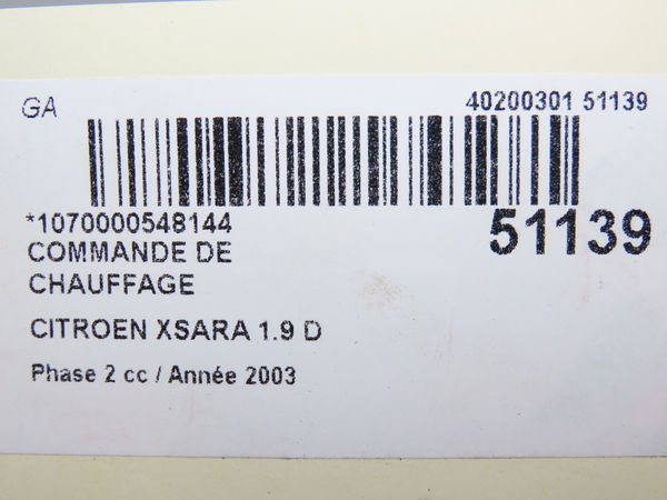 Commande de chauffage Citroën XSARA (N1) 1.9 d (1997-2000) 5 portes