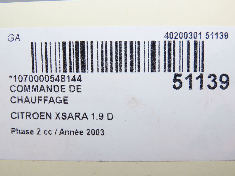 Commande de chauffage Citroën XSARA (N1) 1.9 d (1997-2000) 5 portes