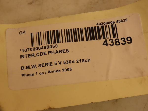 Interrupteur commande de phares Bmw 5 (E60) 530 d (2002-2005)