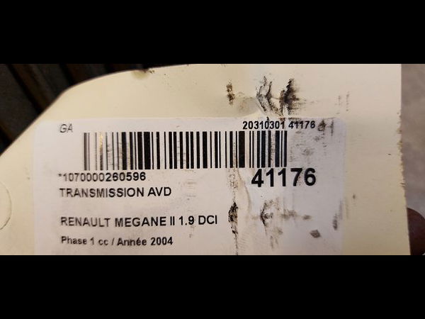 Transmission avant droite Renault MEGANE II (BM0-1_, CM0-1_) 1.9 dci (bm0g, cm0g) (2002-2008) 5 portes