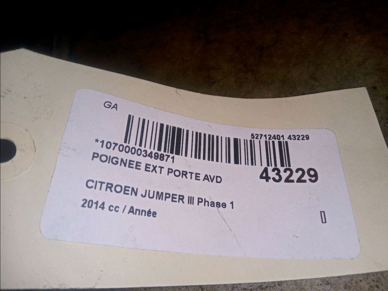 Poignee ext porte avd Citroën JUMPER Camionnette 2.2 hdi 130 (2011)