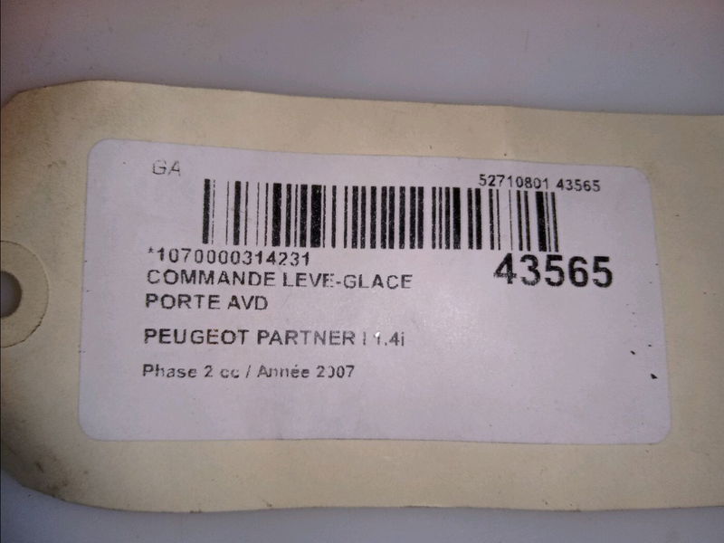 Commande lève-glace porte avant droite Peugeot PARTNER Monospace (5_, G_) 1.4 (1996-2015)