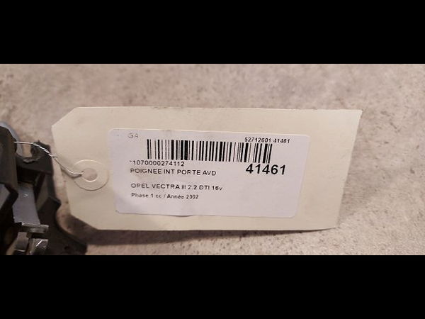 Poignee int porte avd Opel VECTRA C (Z02) 2.2 dti 16v (f69) (2002-2004)