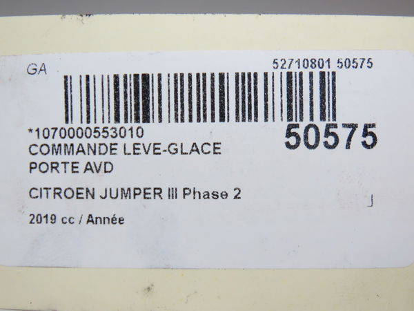 Commande lève-glace porte avant droite Citroën JUMPER Camionnette 2.0 bluehdi 110 (2015-2019)