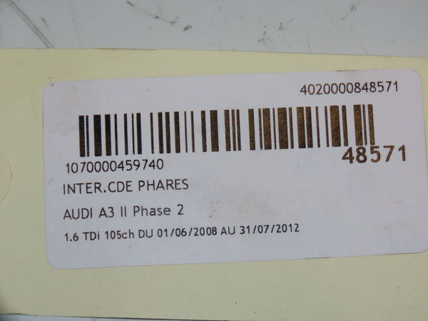 Interrupteur commande de phares Audi A3 Sportback (8PA) 1.6 tdi (2009-2013)