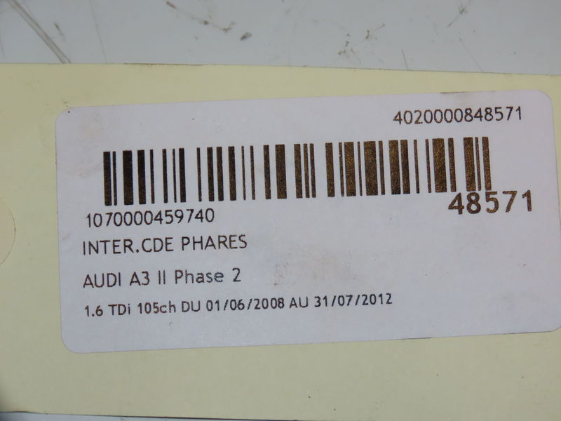 Interrupteur commande de phares Audi A3 Sportback (8PA) 1.6 tdi (2009-2013)
