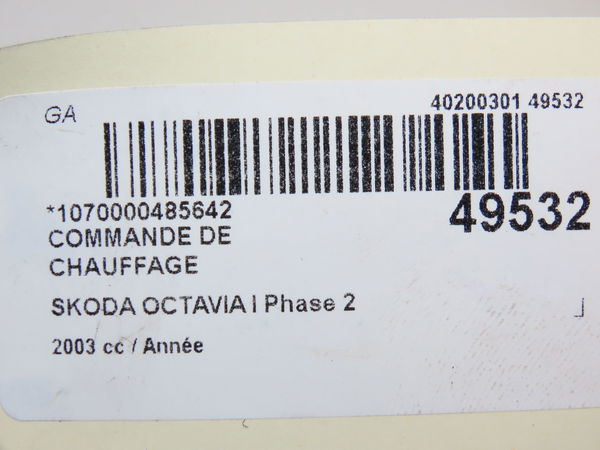 Commande de chauffage Skoda OCTAVIA I Combi (1U5) 1.9 tdi (1998-2010)