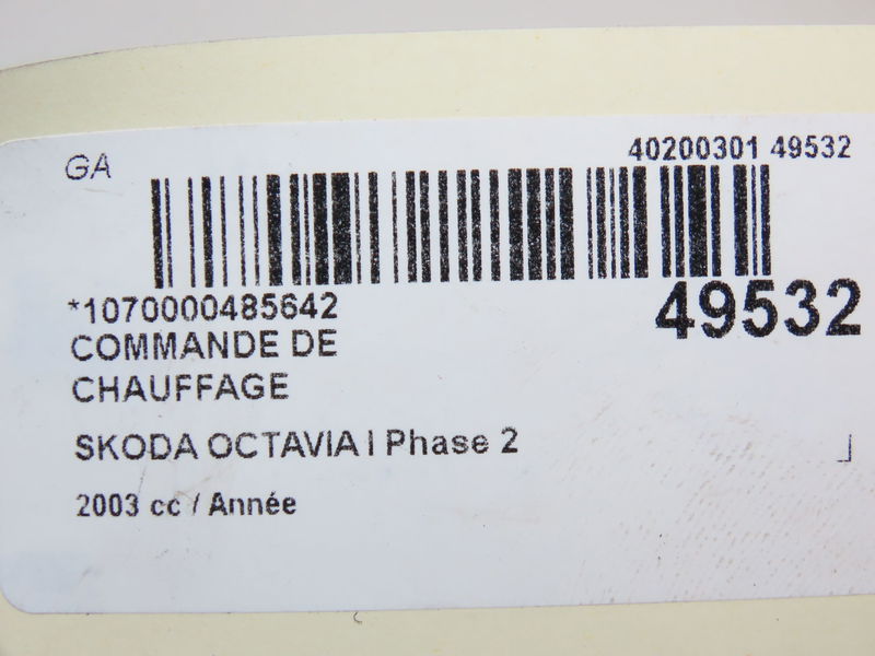 Commande de chauffage Skoda OCTAVIA I Combi (1U5) 1.9 tdi (1998-2010)