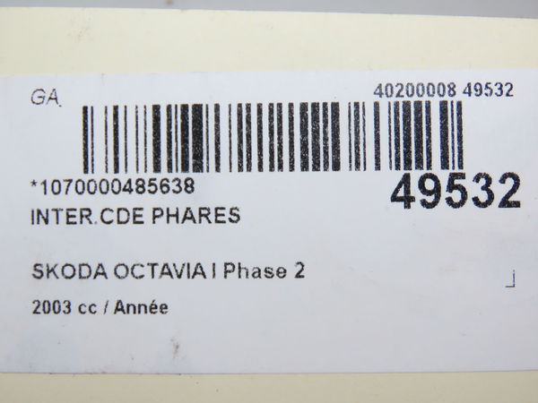 Interrupteur commande de phares Skoda OCTAVIA I Combi (1U5) 1.9 tdi (1998-2010)
